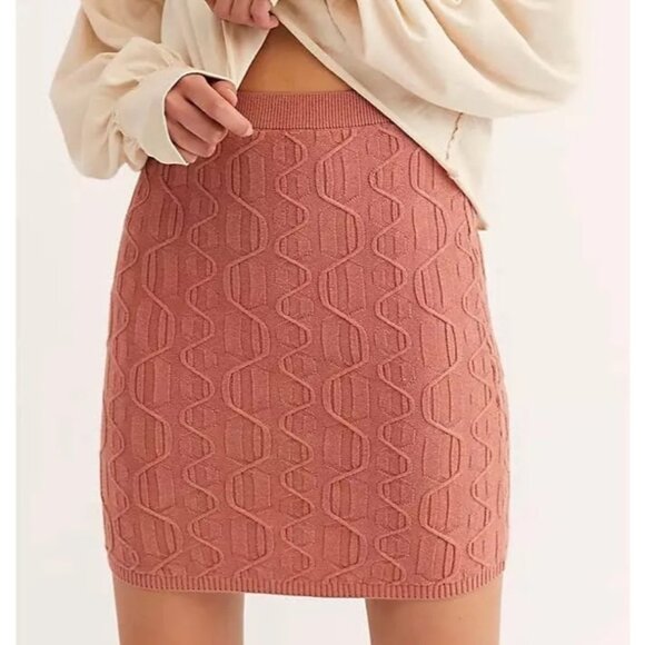 Free People Dresses & Skirts - NWT Free People Ivory Cable Knit Mini Skirt L | Soft Grunge Boho Coastal Cowgirl